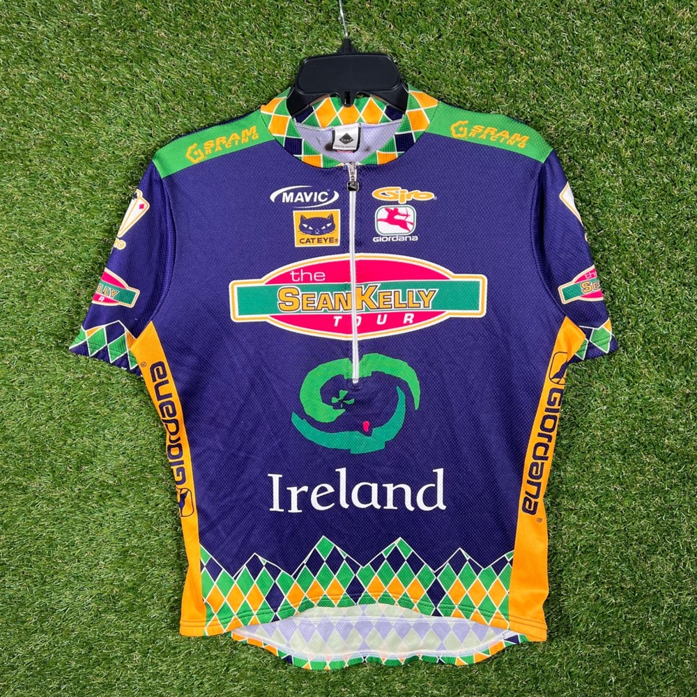 Vintage Giordana Sean‎ Kelly Tour Ireland Cycling Jersey Mens M Half Zip Tactel